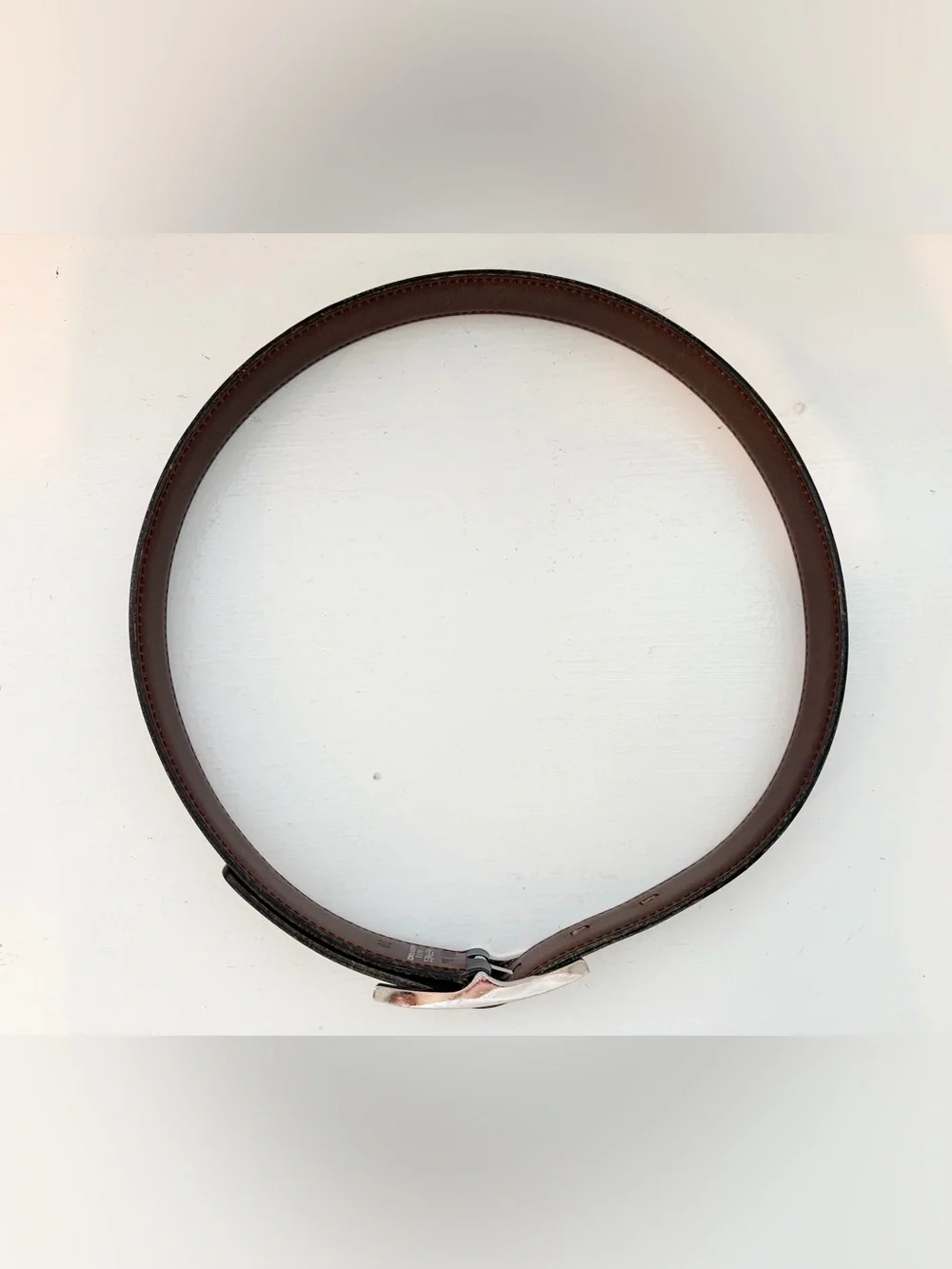 Auth HERMES Quentin Reversible Black/Brown Skinny Leather Belt 1” Width, Size 70